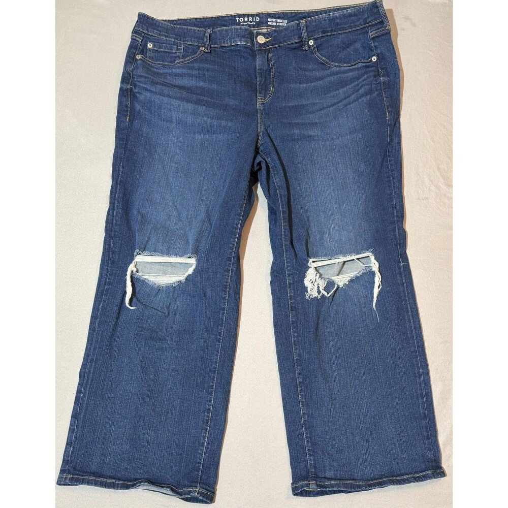 Torrid Perfect Wide Leg Vintage Stretch Jeans Women’s Plus 20R Distressed